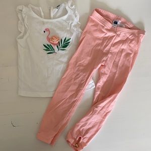 Janie and Jack 2T Flamingo tee and leggings